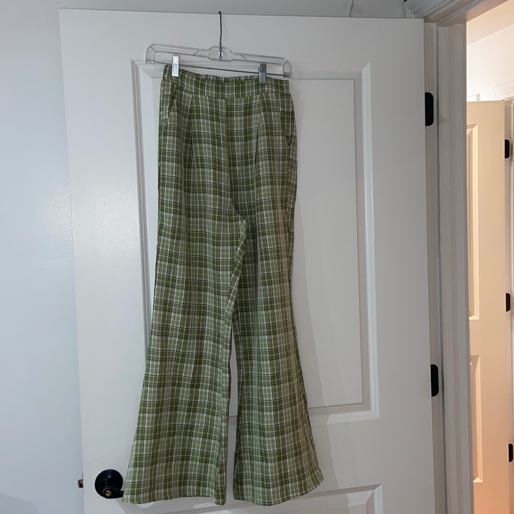 Green plaid pants